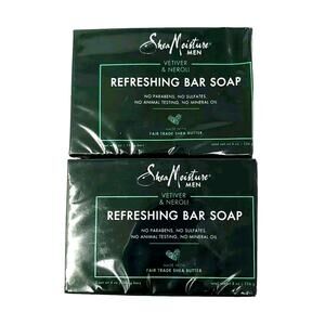 Shea Moisture Men Vetiver Neroli Refreshing Bar Soap 4 Bars 4oz each NEW Sealed